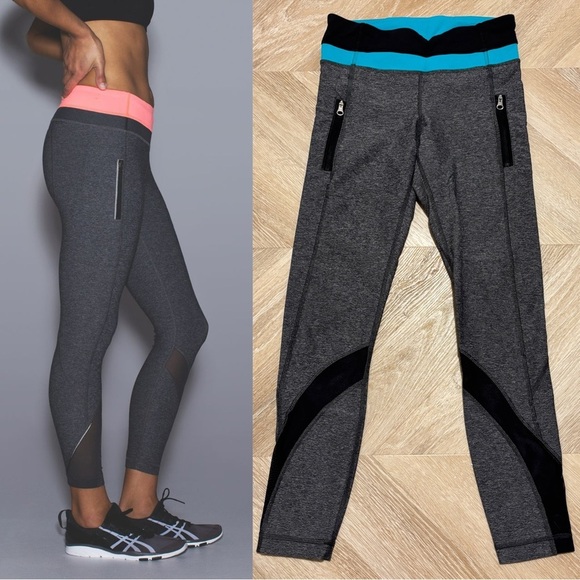Size 4 Lululemon Inspire Tight‎ II Grey/Blue Leggings - Picture 1 of 10
